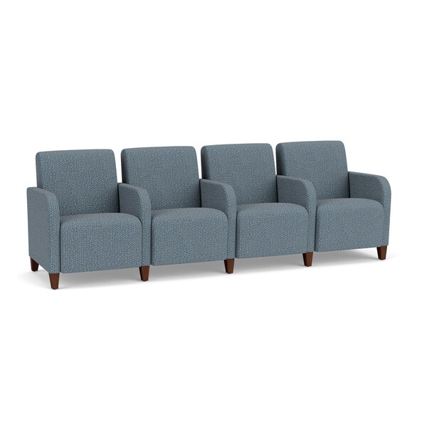 Lesro Siena Lounge Reception 4 Seat Tandem Seating, Walnut, RF Serene Upholstery SN4103 - main